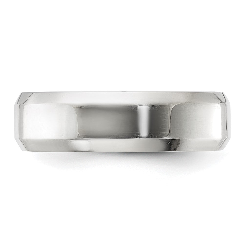 Sterling Silver Rhodium-plated 6mm Bevel Edge Size 8 Band