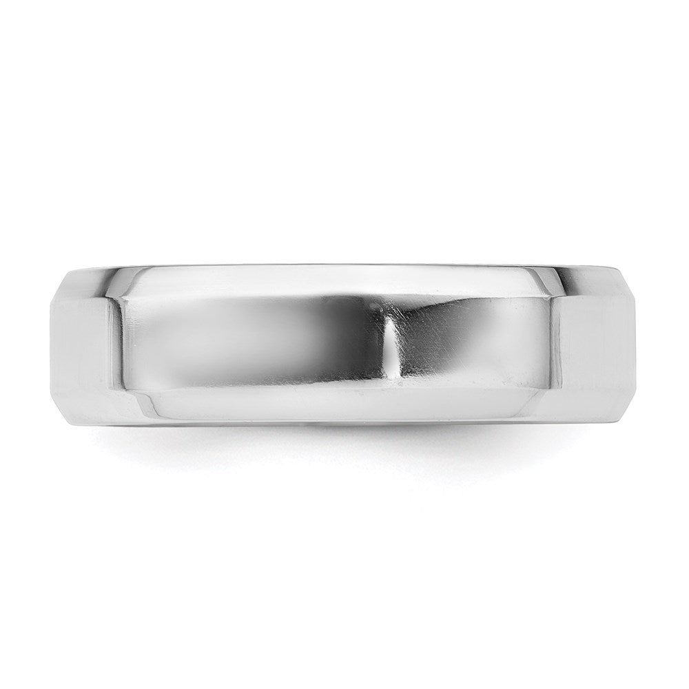 Sterling Silver Rhodium-plated 6mm Bevel Edge Size 9.5 Band