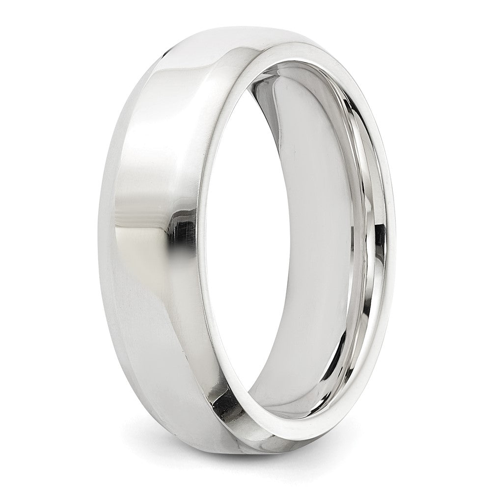Sterling Silver Rhodium-plated 6mm Bevel Edge Size 11.5 Band