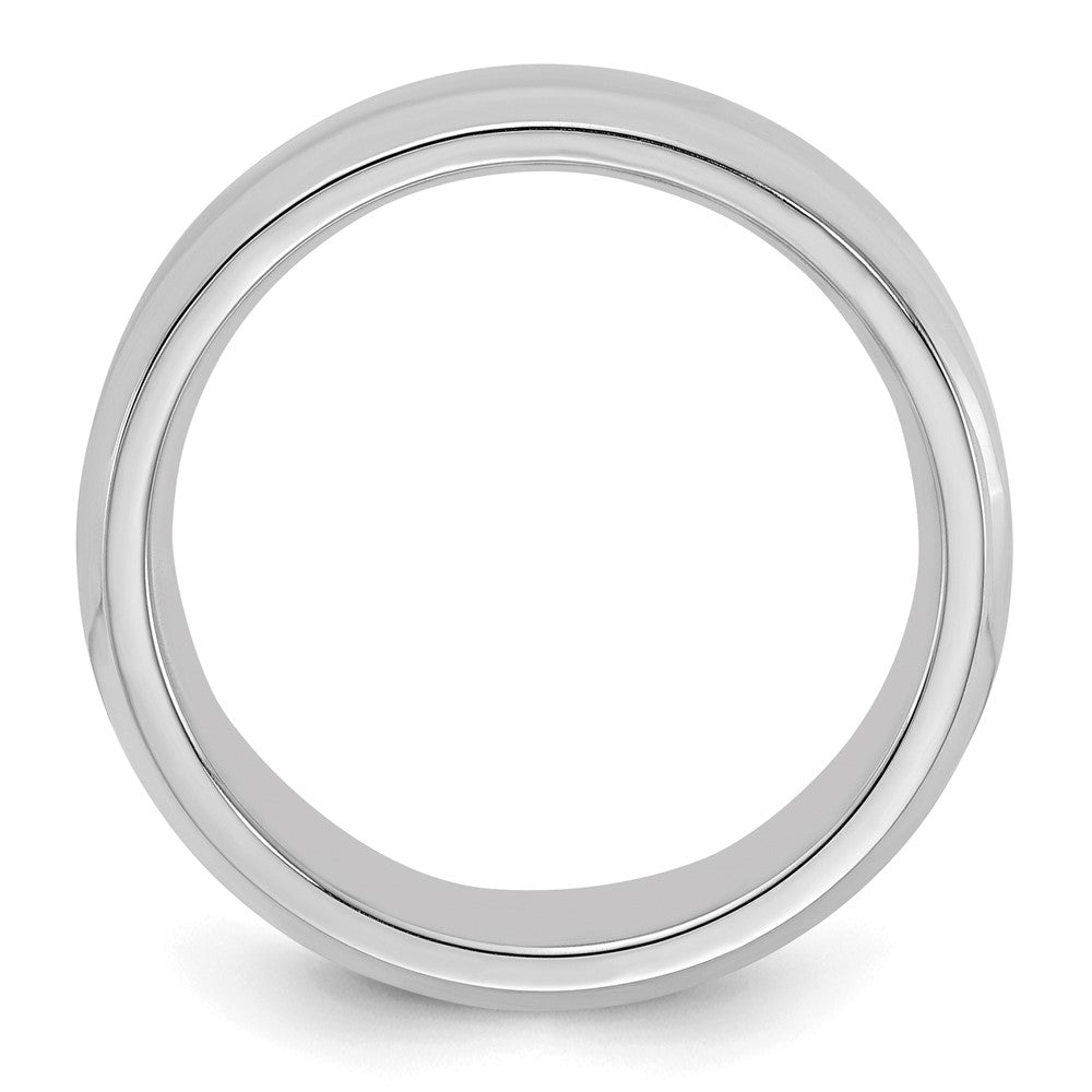 Sterling Silver Rhodium-plated 6mm Bevel Edge Size 9.5 Band