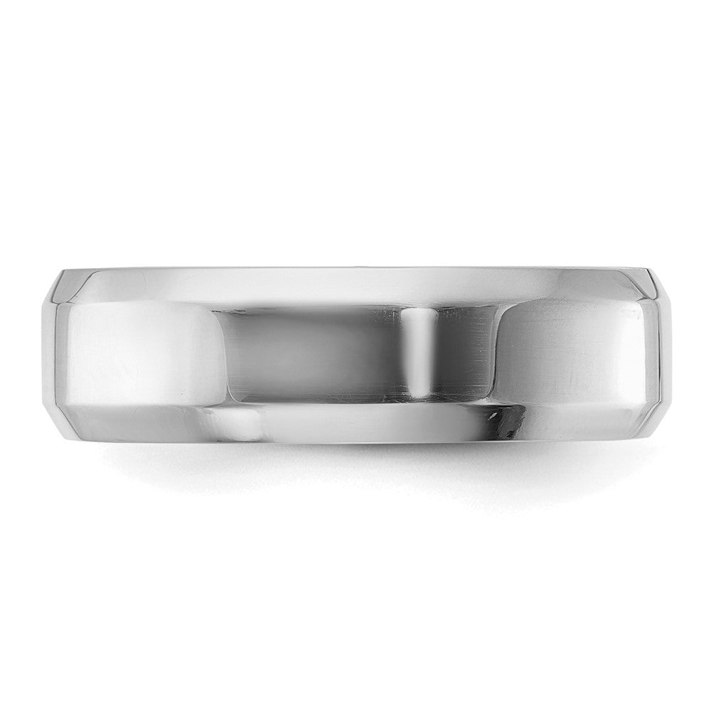 Sterling Silver Rhodium-plated 6mm Bevel Edge Size 12.5 Band