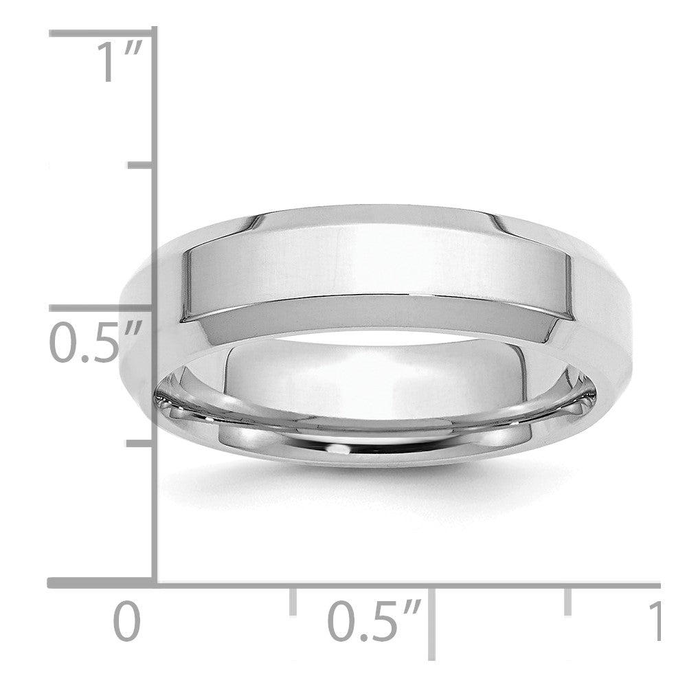 Sterling Silver Rhodium-plated 6mm Bevel Edge Size 5 Band