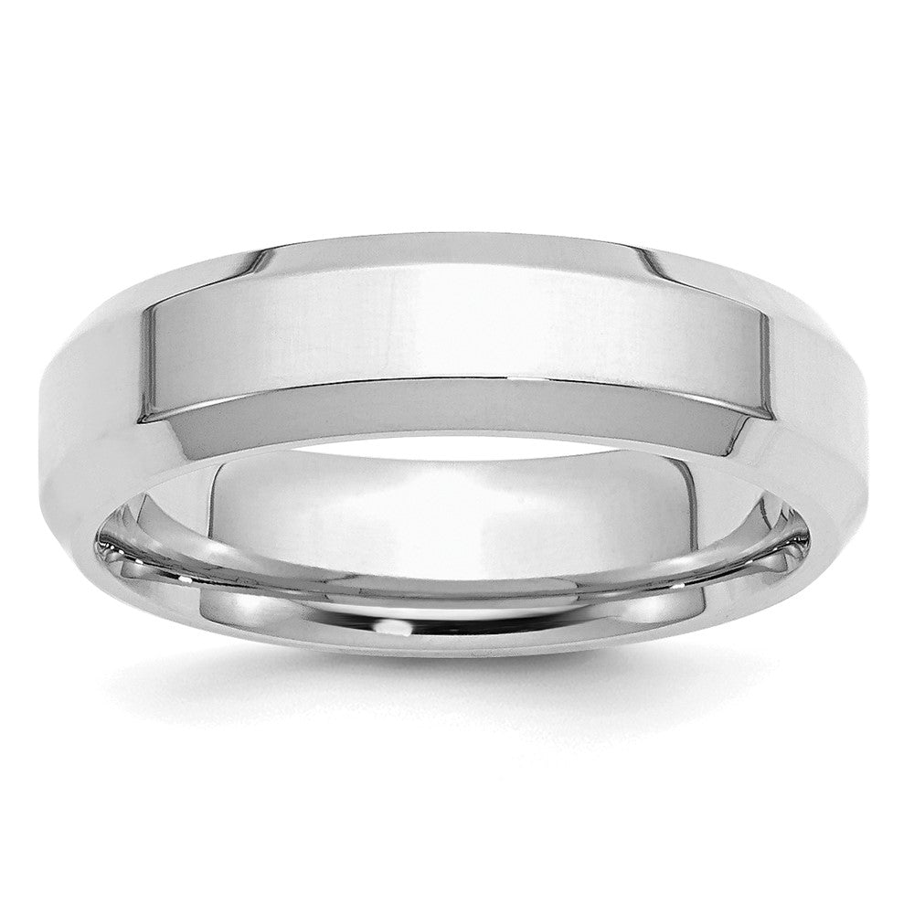 Sterling Silver Rhodium-plated 6mm Bevel Edge Size 11.5 Band