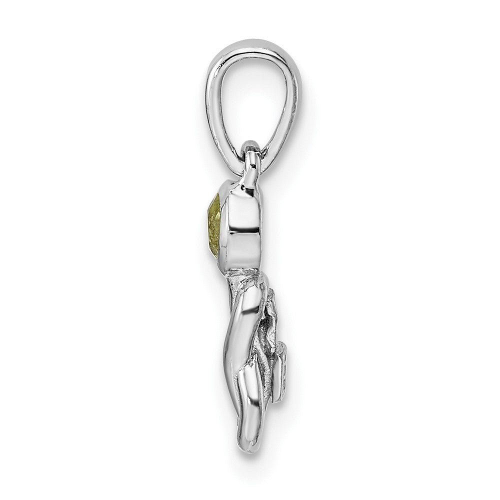Sterling Silver Rhodium-plated Polished Peridot Infinity Birthstone Pendant