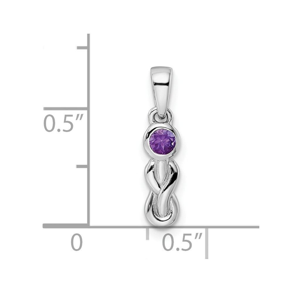 Sterling Silver Rhodium-plated Amethyst Infinity Birthstone Pendant