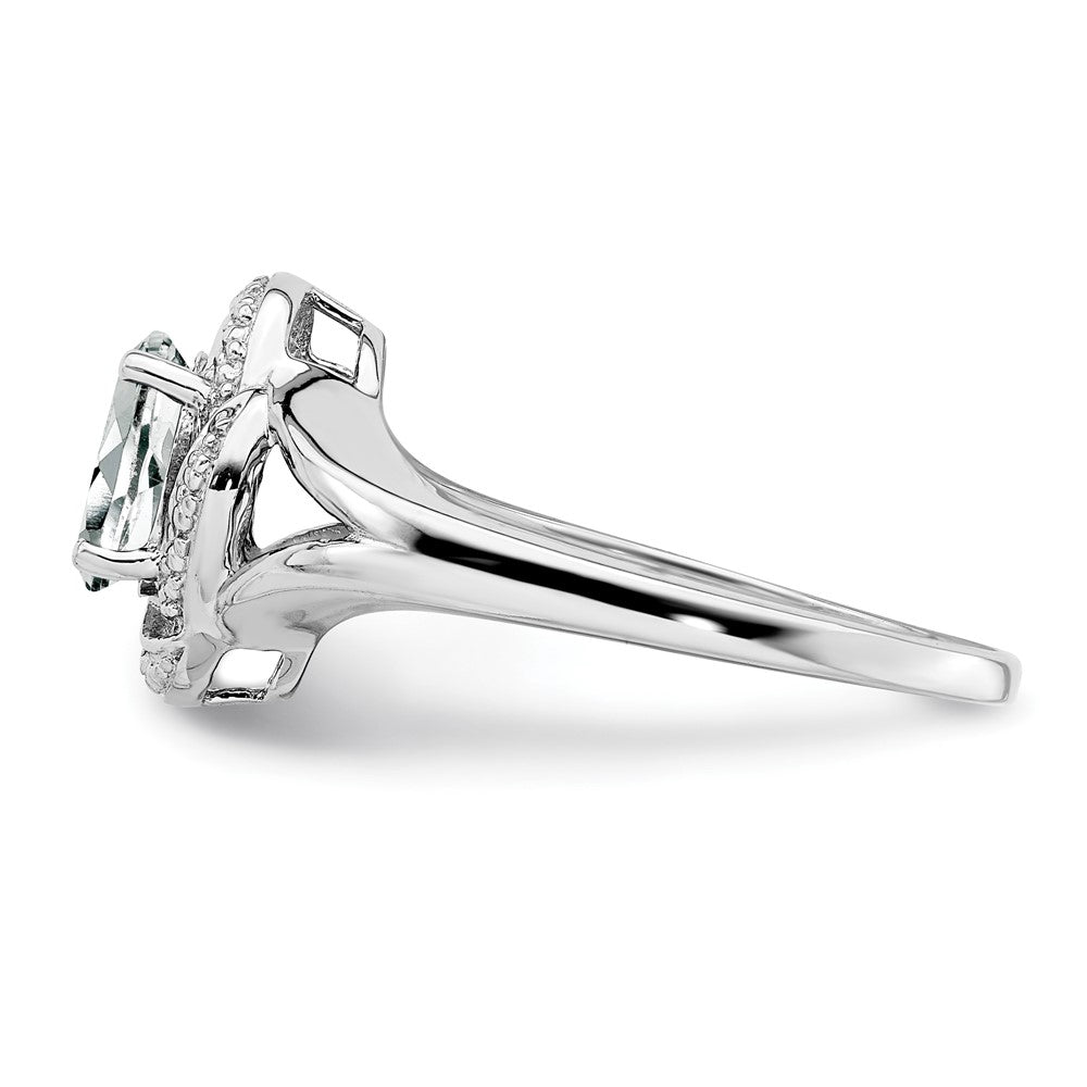 Sterling Silver Rhodium-plated Diam. & White Topaz Ring