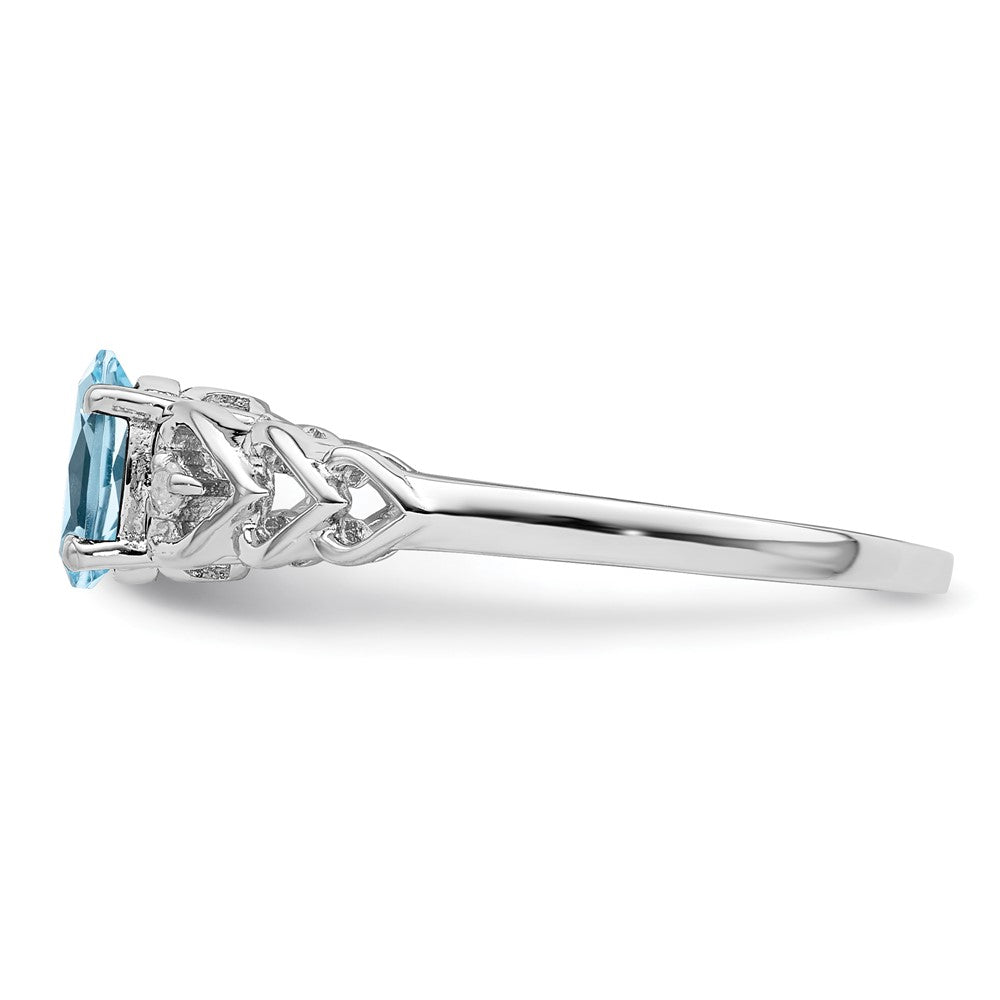 Sterling Silver Rhodium-plate Swiss Blue Topaz & Diam. Ring