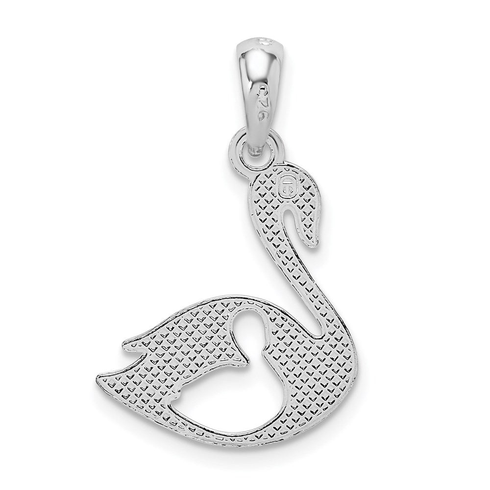 De-Ani Sterling Silver Rhodium-plated Polished Swan with Cut Out Pendant