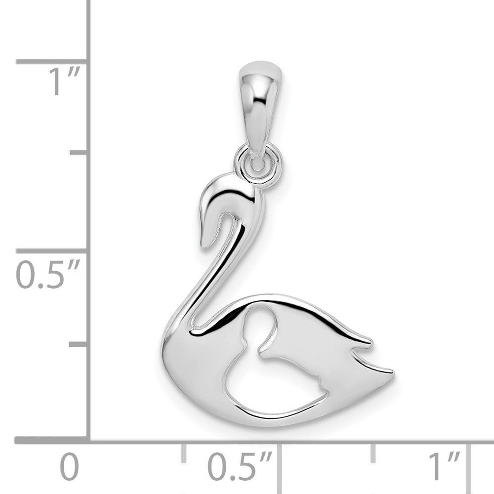 De-Ani Sterling Silver Rhodium-plated Polished Swan with Cut Out Pendant