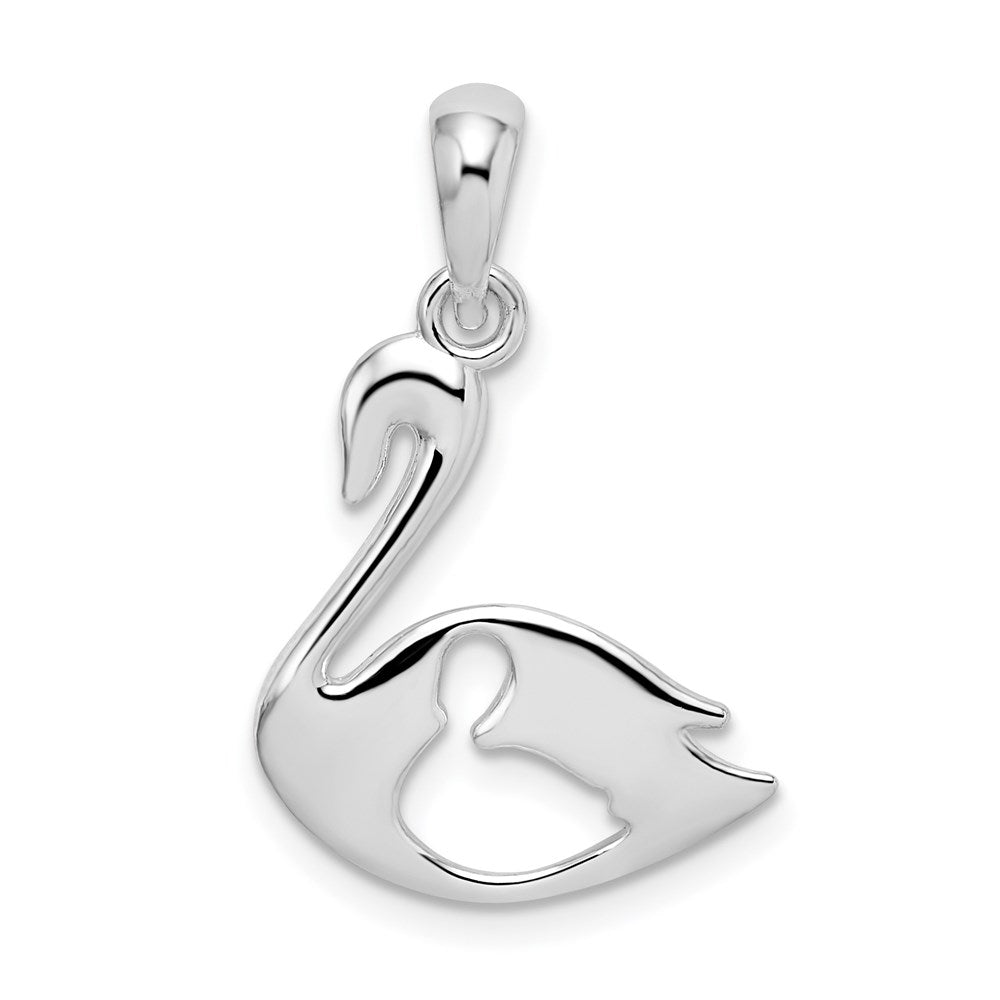 De-Ani Sterling Silver Rhodium-plated Polished Swan with Cut Out Pendant