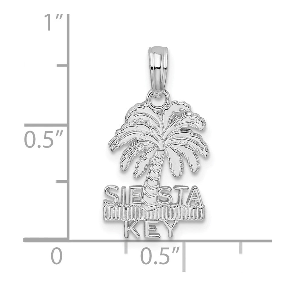 De-Ani Sterling Silver Rhodium-Plated Polished and Textured Siesta Key Palm Tree Pendant