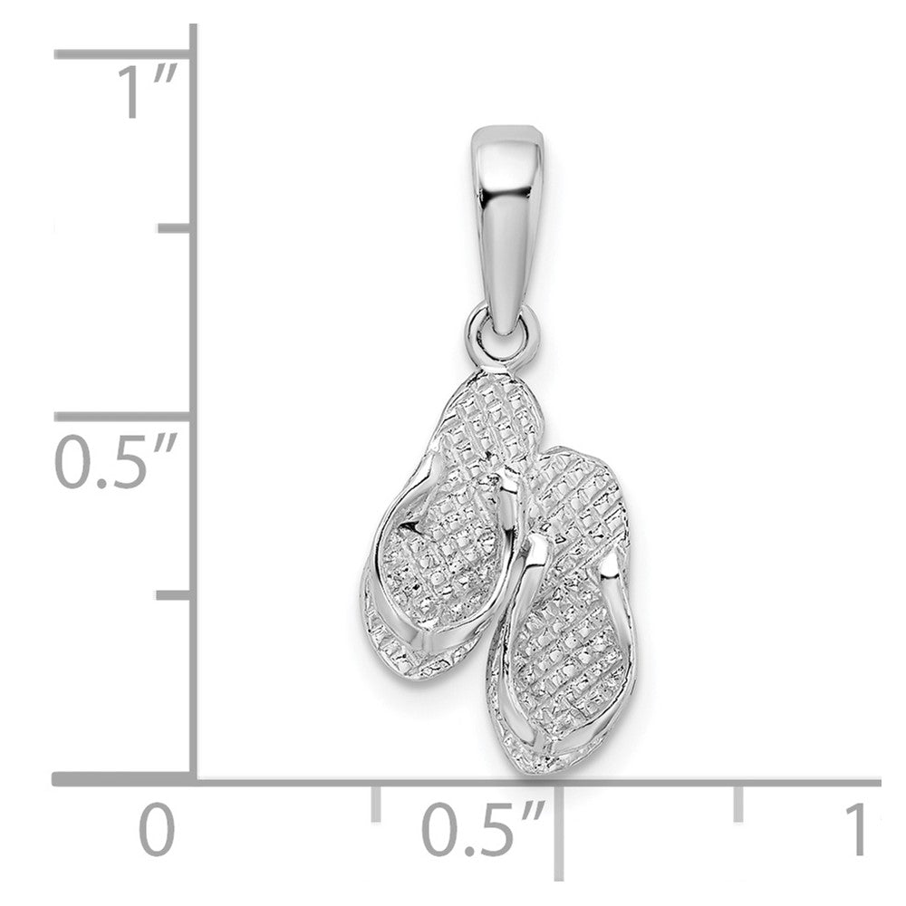 De-Ani Sterling Silver Rhodium-Plated Polished and Textured Marco Island Flip Flops Pendant