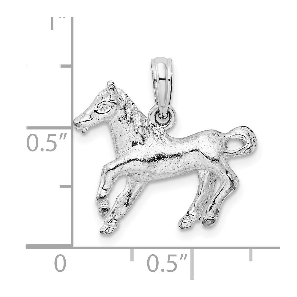 De-Ani Sterling Silver Rhodium-Plated Polished Galloping Horse Pendant