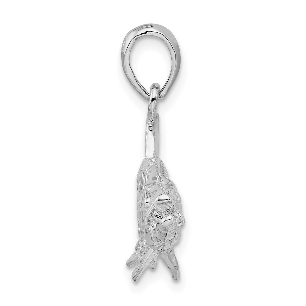 De-Ani Sterling Silver Rhodium-Plated Polished 3D Oxeye Tarpon Fish Pendant