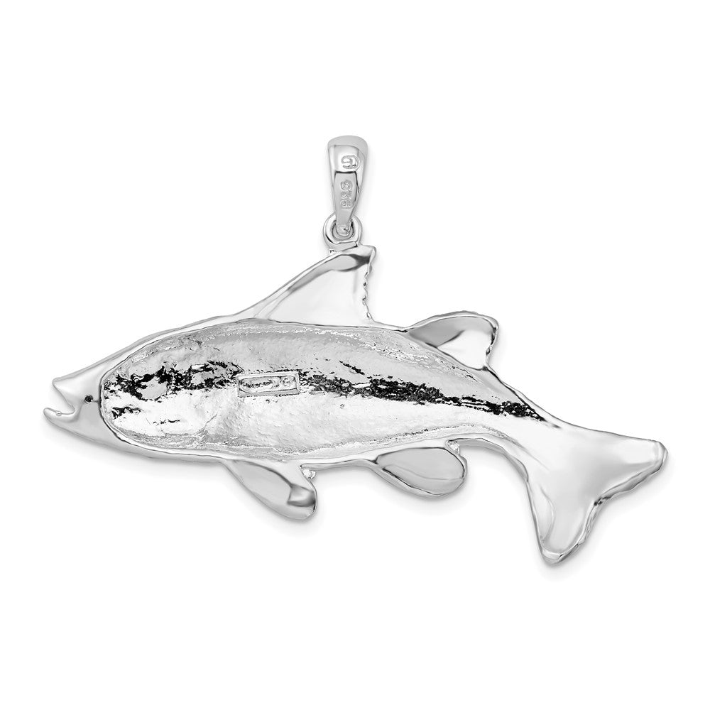 De-Ani Sterling Silver Rhodium-Plated Polished Red Fish Pendant
