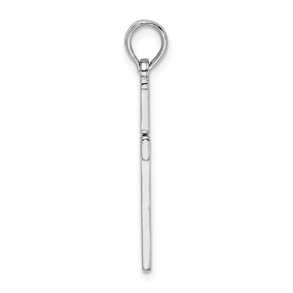 De-Ani Sterling Silver Rhodium-plated Polished Flat Latin Cross Pendant