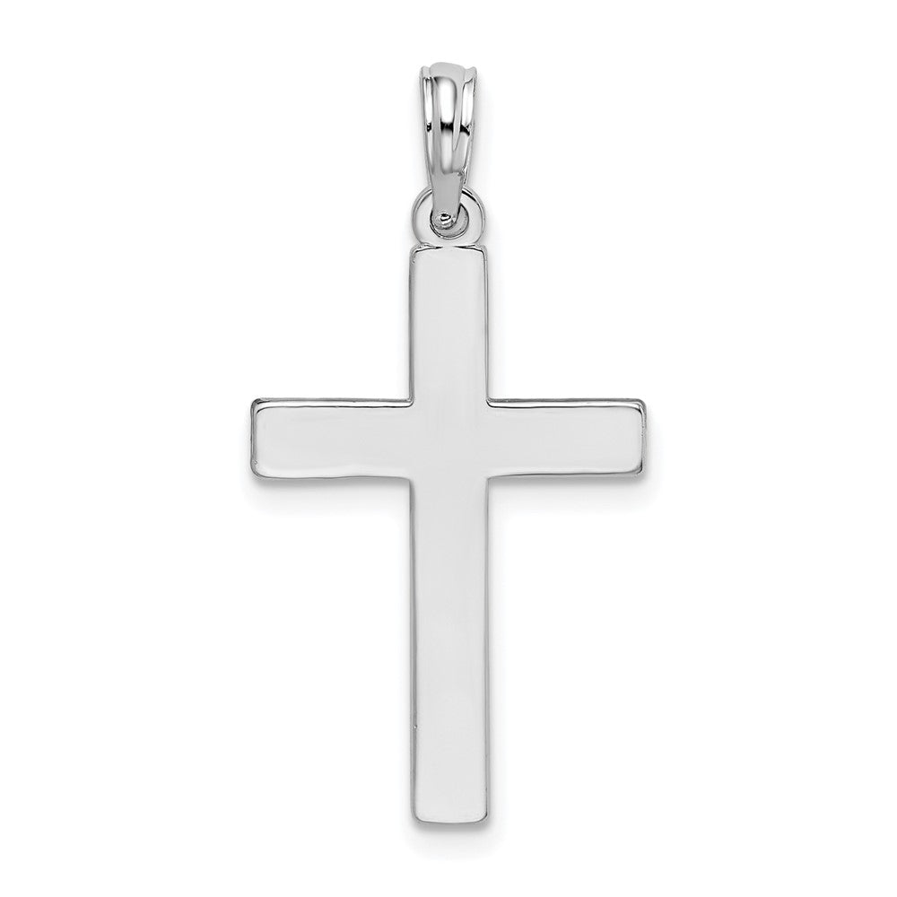 De-Ani Sterling Silver Rhodium-plated Polished Flat Latin Cross Pendant
