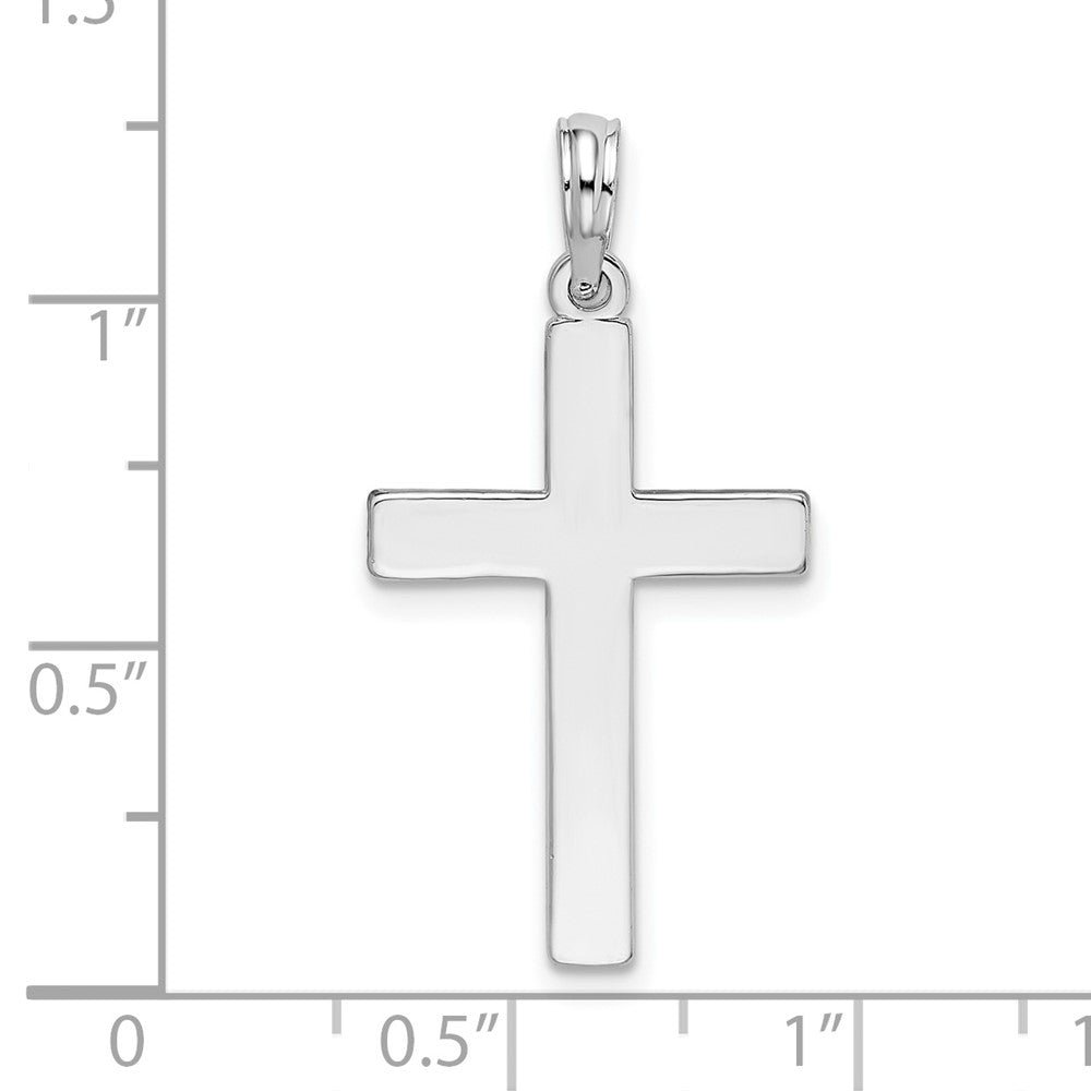 De-Ani Sterling Silver Rhodium-plated Polished Flat Latin Cross Pendant