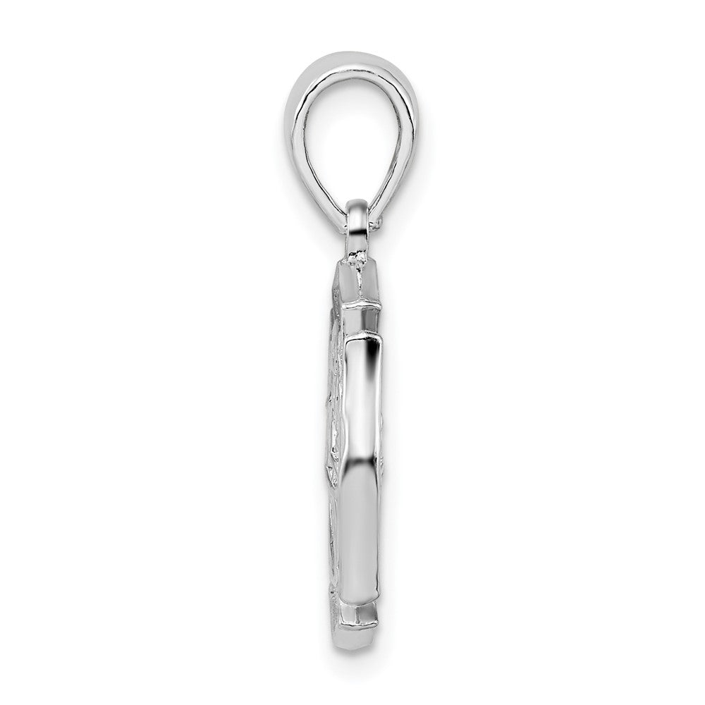 De-Ani Sterling Silver Rhodium-Plated Polished Reversible Fireman Medal Pendant