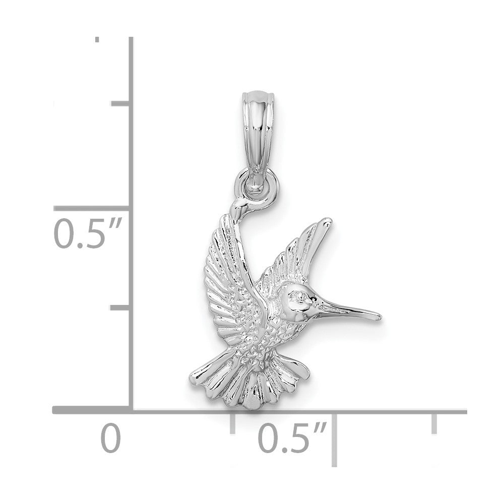 De-Ani Sterling Silver Rhodium-Plated Polished Hummingbird Pendant