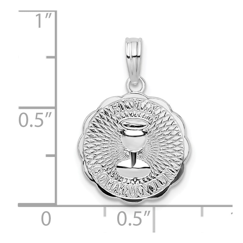 De-Ani Sterling Silver Rhodium-Plated Scalloped Holy Communion Pendant