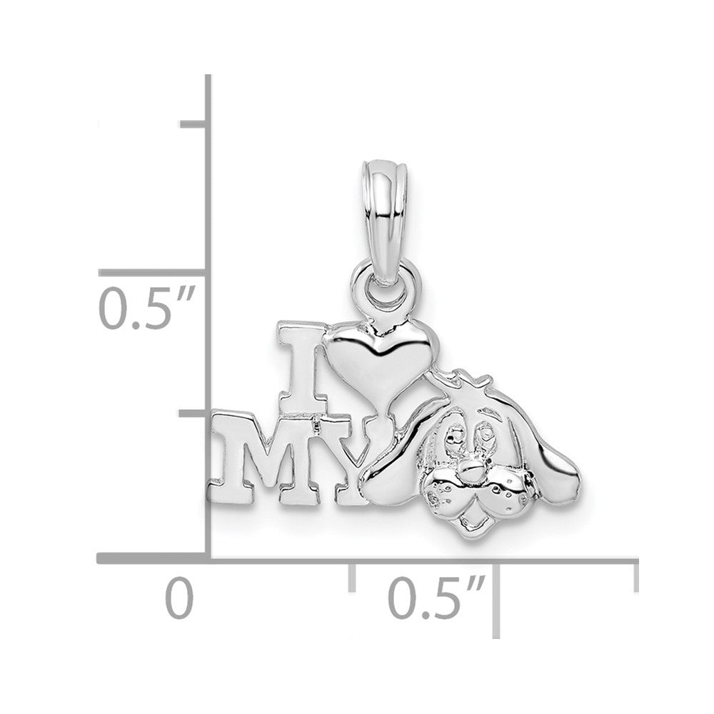 De-Ani Sterling Silver Rhodium-Plated Polished I Heart My Dog Pendant
