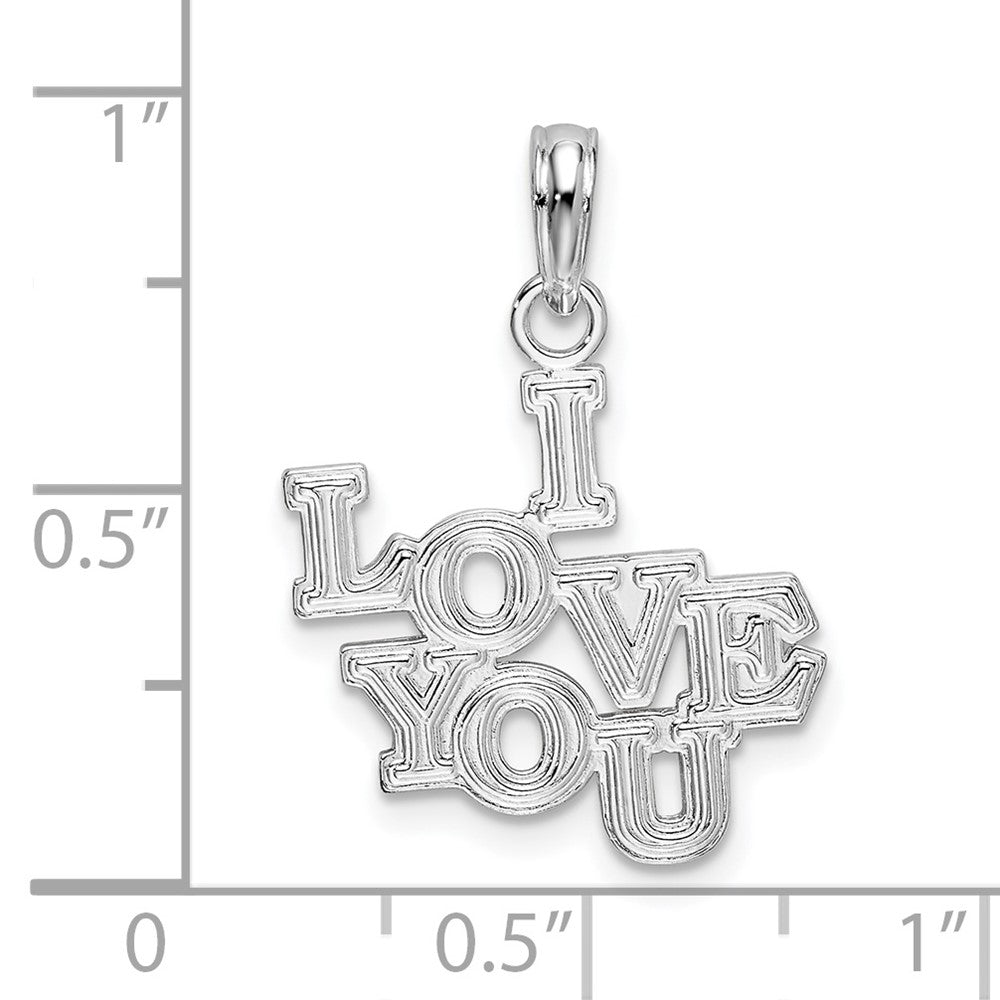 De-Ani Sterling Silver Rhodium-plated Polished I LOVE YOU Pendant
