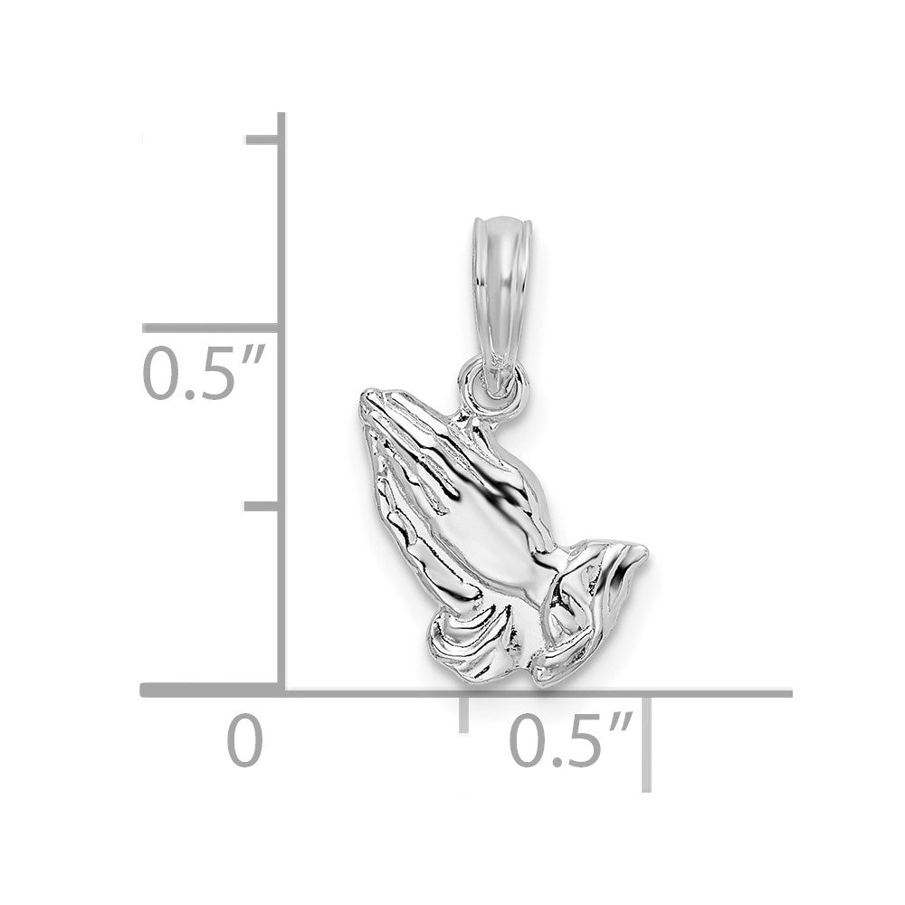 De-Ani Sterling Silver Rhodium-Plated Polished Praying Hands Pendant