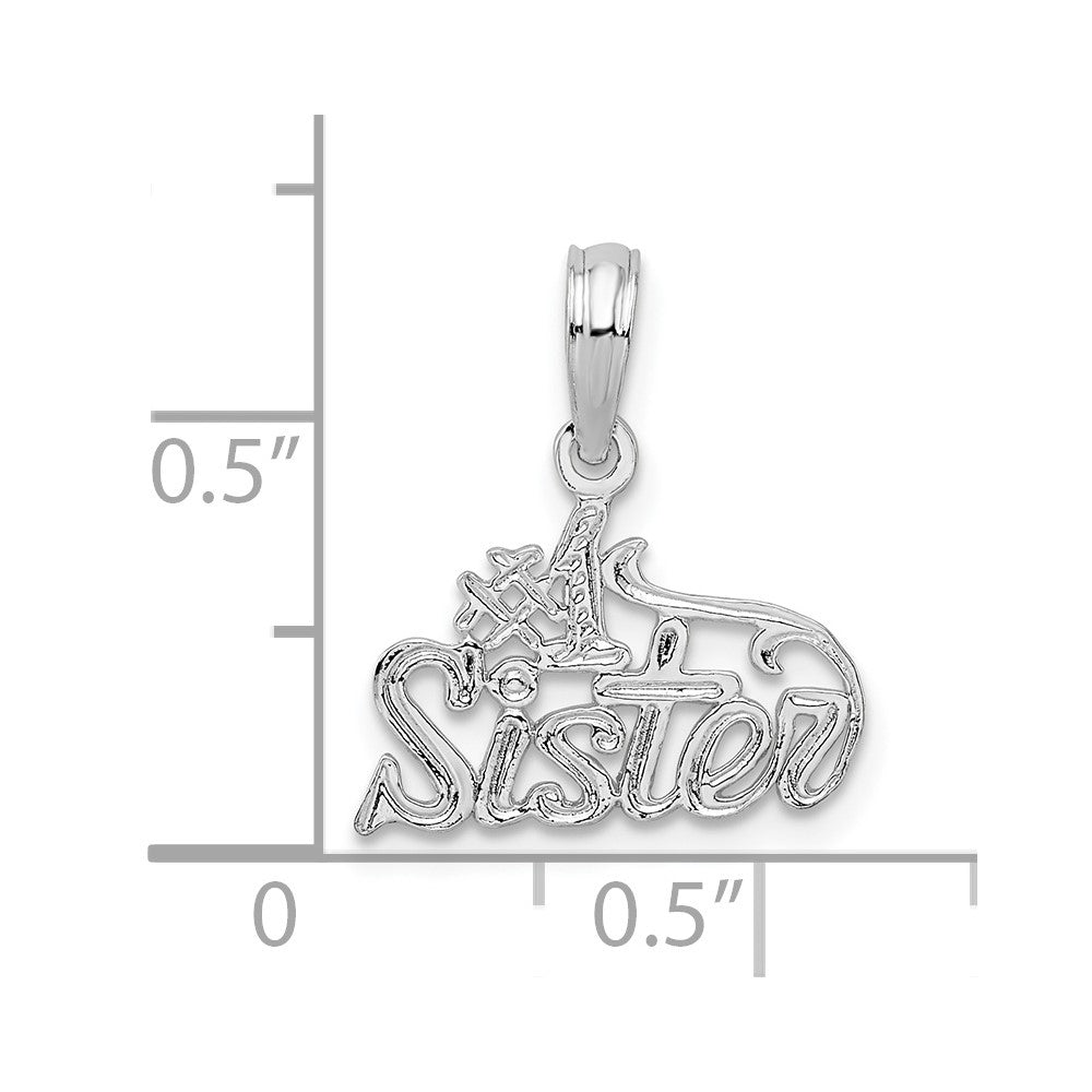 De-Ani Sterling Silver Rhodium-Plated Polished #1 SISTER Pendant
