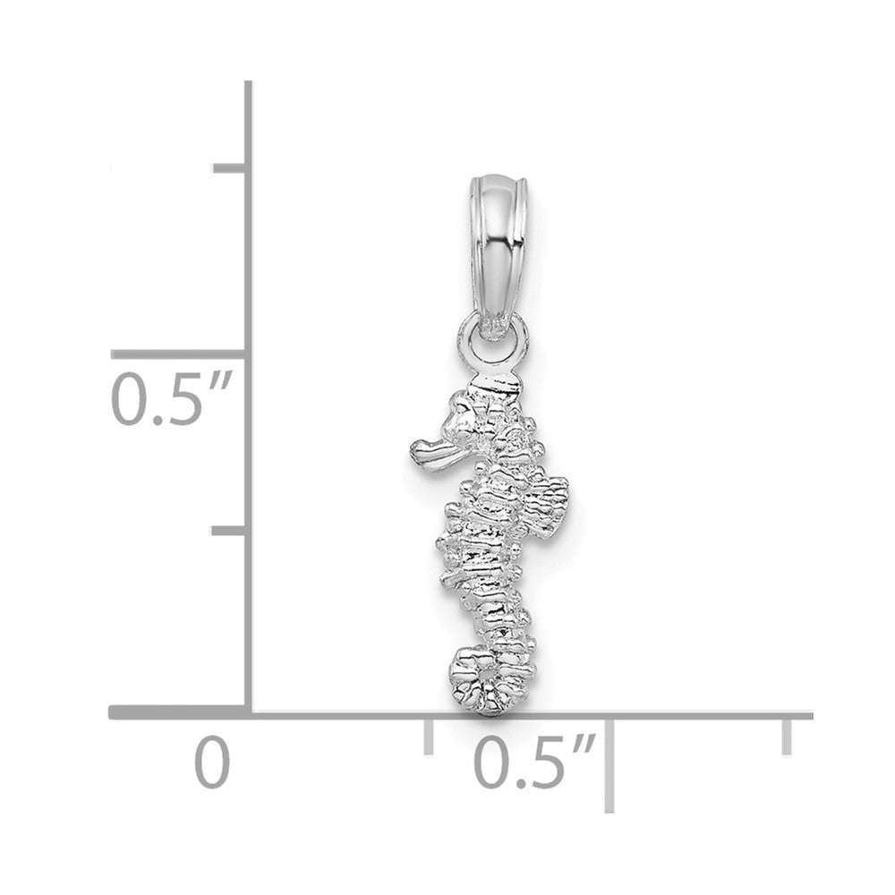 De-Ani Sterling Silver Rhodium-Plated Polished 3D Mini Seahorse Pendant