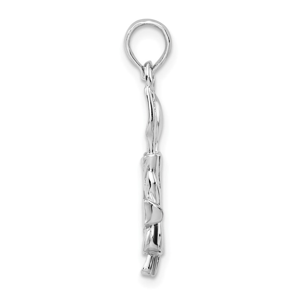 De-Ani Sterling Silver Rhodium-plated Polished Spoon and Fork Rolled in Napkin Pendant