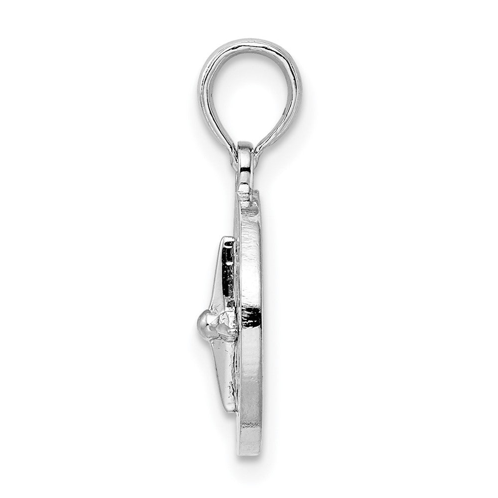 De-Ani Sterling Silver Rhodium-Plated Polished Mini Compass Pendant