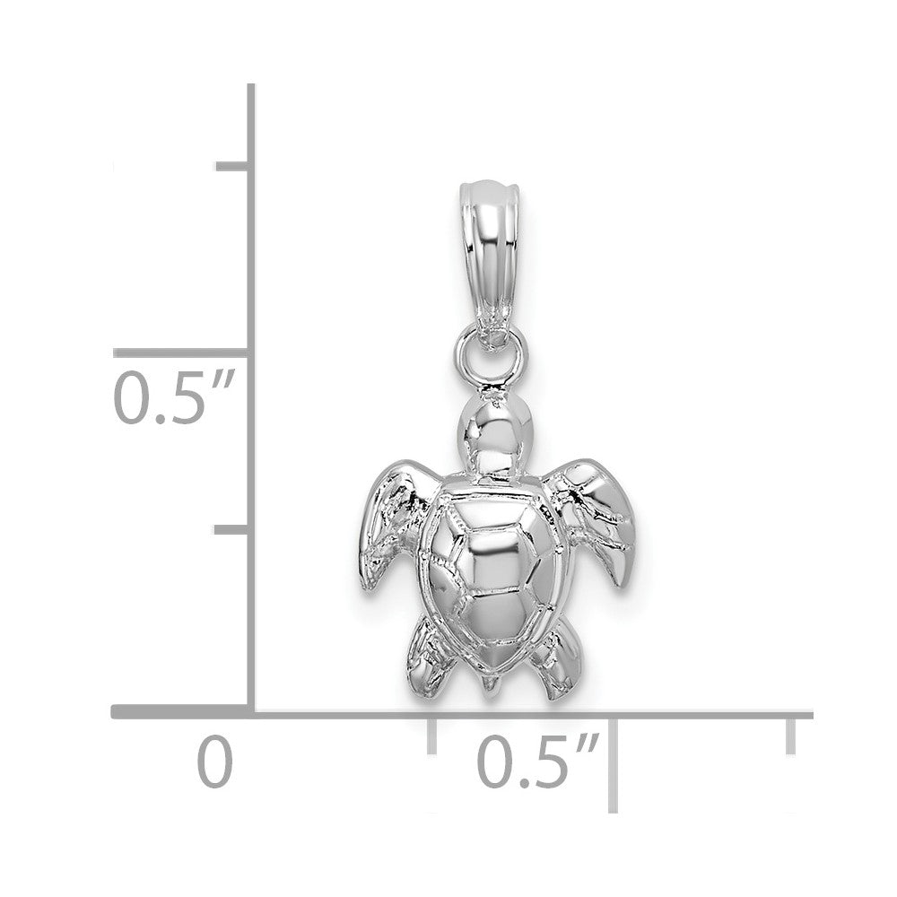 De-Ani Sterling Silver Rhodium-Plated Polished Mini Sea Turtle Pendant