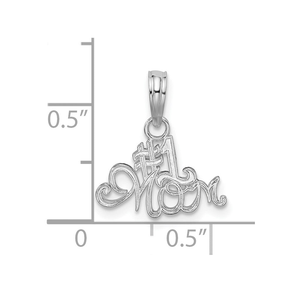 De-Ani Sterling Silver Rhodium-plated Polished #1 MOM Script Pendant