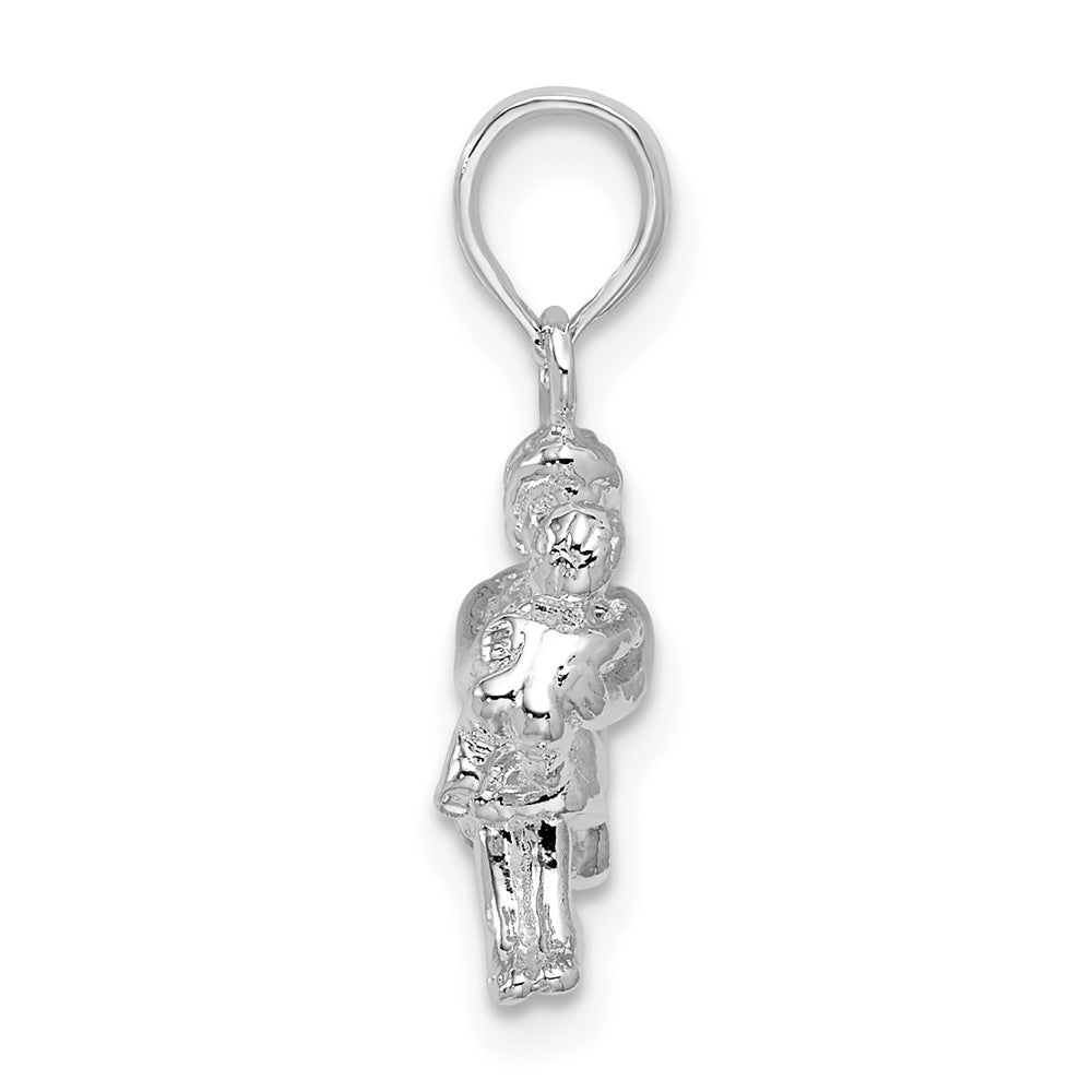 De-Ani Sterling Silver Rhodium-Plated Polished 3D Mother and Pendant