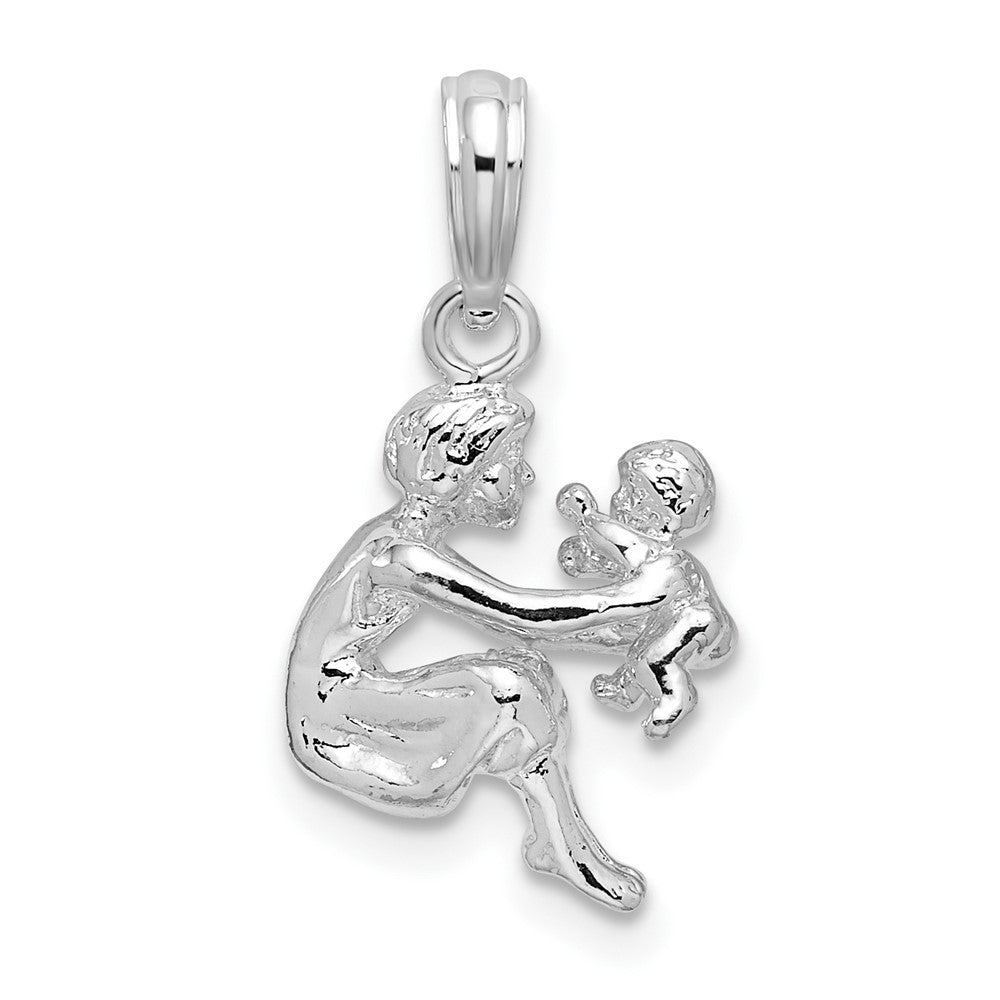 De-Ani Sterling Silver Rhodium-Plated Polished 3D Mother and Pendant