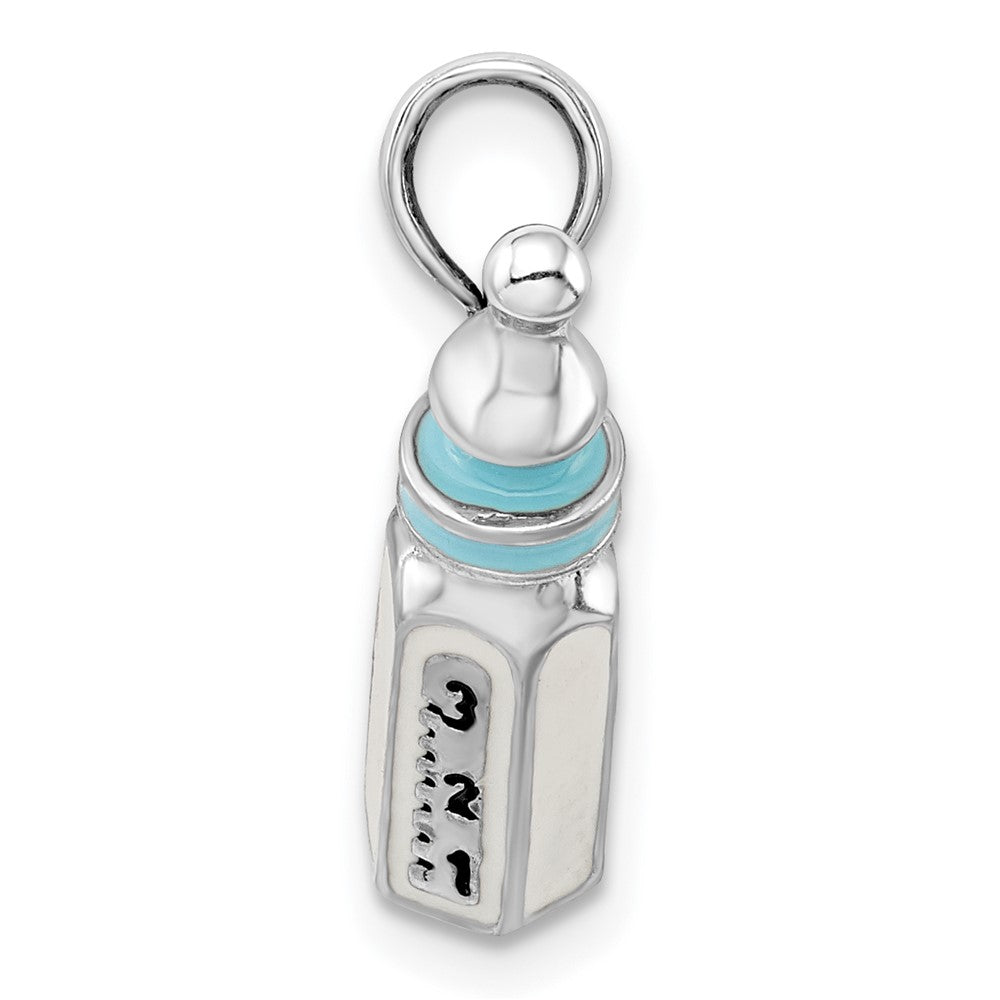De-Ani Sterling Silver Rhodium-Plated Polished 3D Blue Bottle Pendant