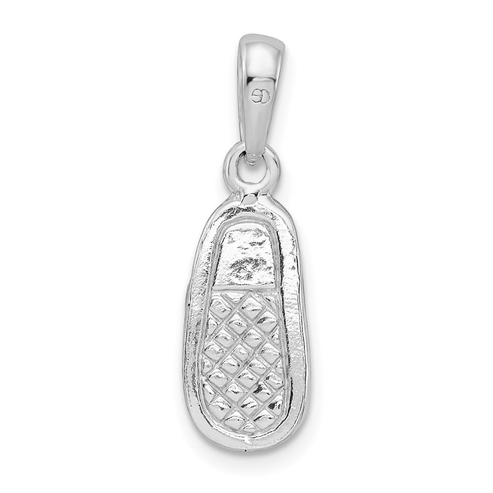 De-Ani Sterling Silver Rhodium-Plated 3D Pink Enameled Shoe Pendant