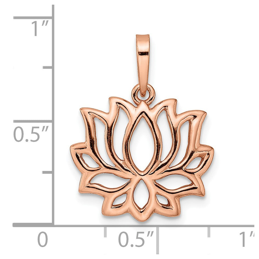 Sterling Silver Rose-tone Flash Gold-Plated Lotus Pendant