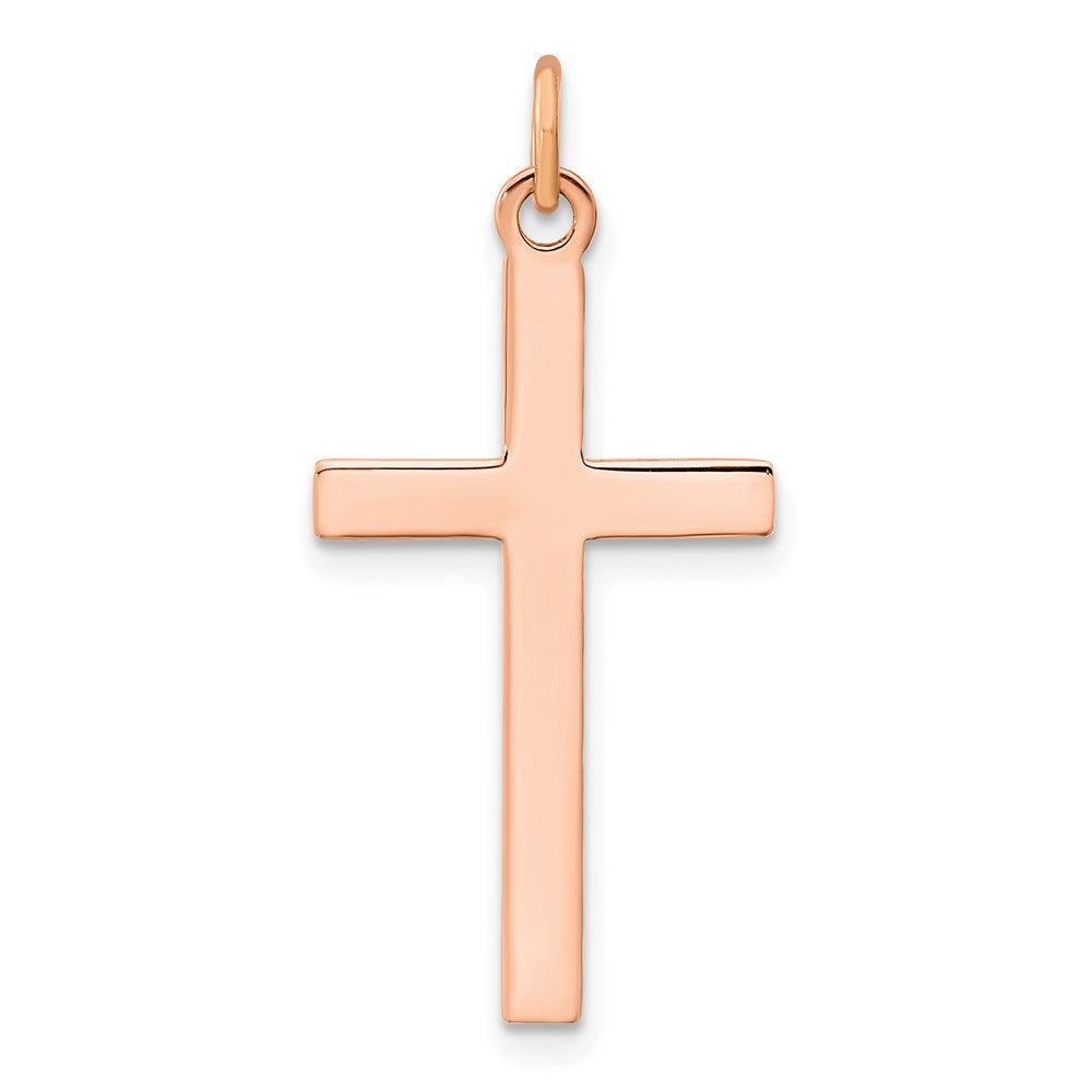 Sterling Silver Rose Gold-plated Polished and Brushed Tapered Cross Pendant