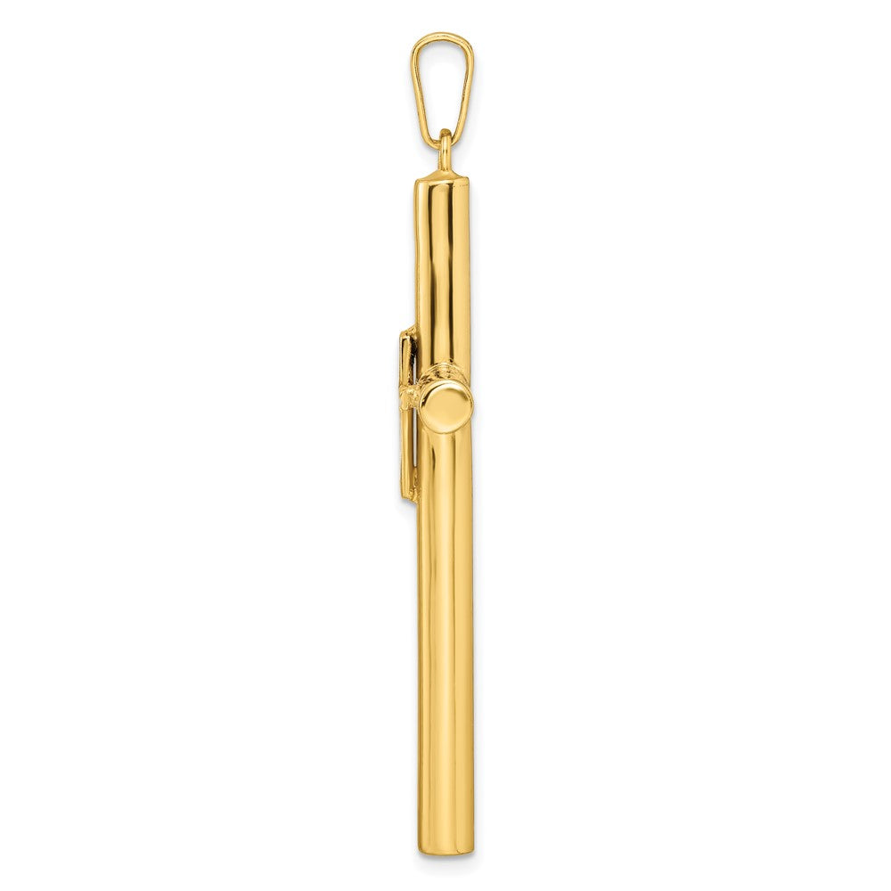 Sterling Silver Gold-tone w/Diamond-cut Center Hollow Cross Pendant