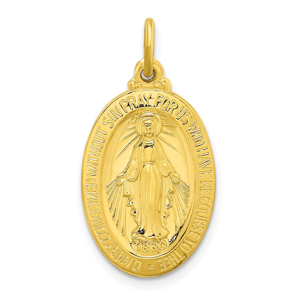Sterling Silver Gold-tone Polished Solid Virgin Mary Medal Pendant