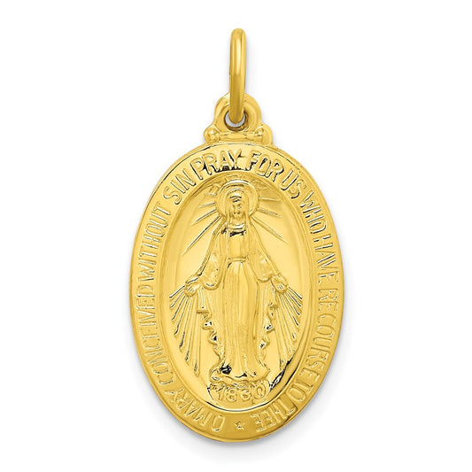 Sterling Silver Gold-tone Polished Solid Virgin Mary Medal Pendant