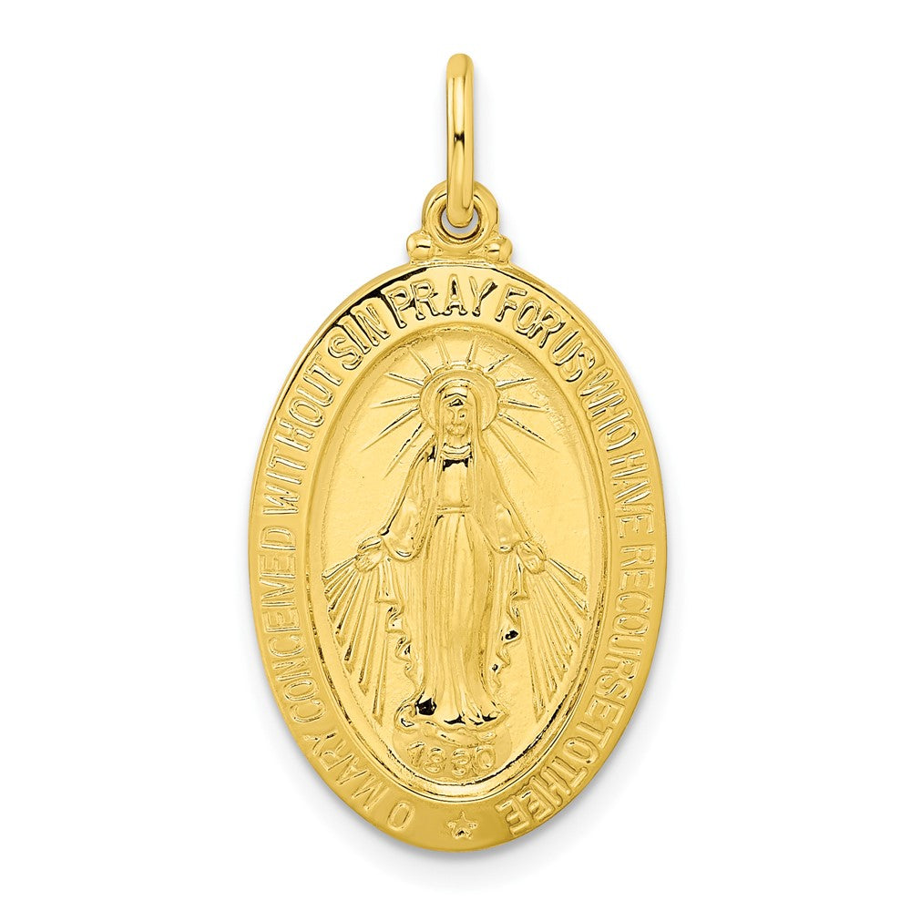Sterling Silver Gold-tone Polished Solid Virgin Mary Medal Pendant