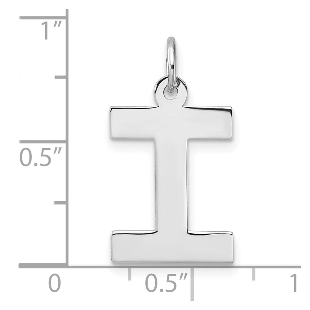 Large Sterling Silver Rhodium-plated Block Letter I Initial Charm