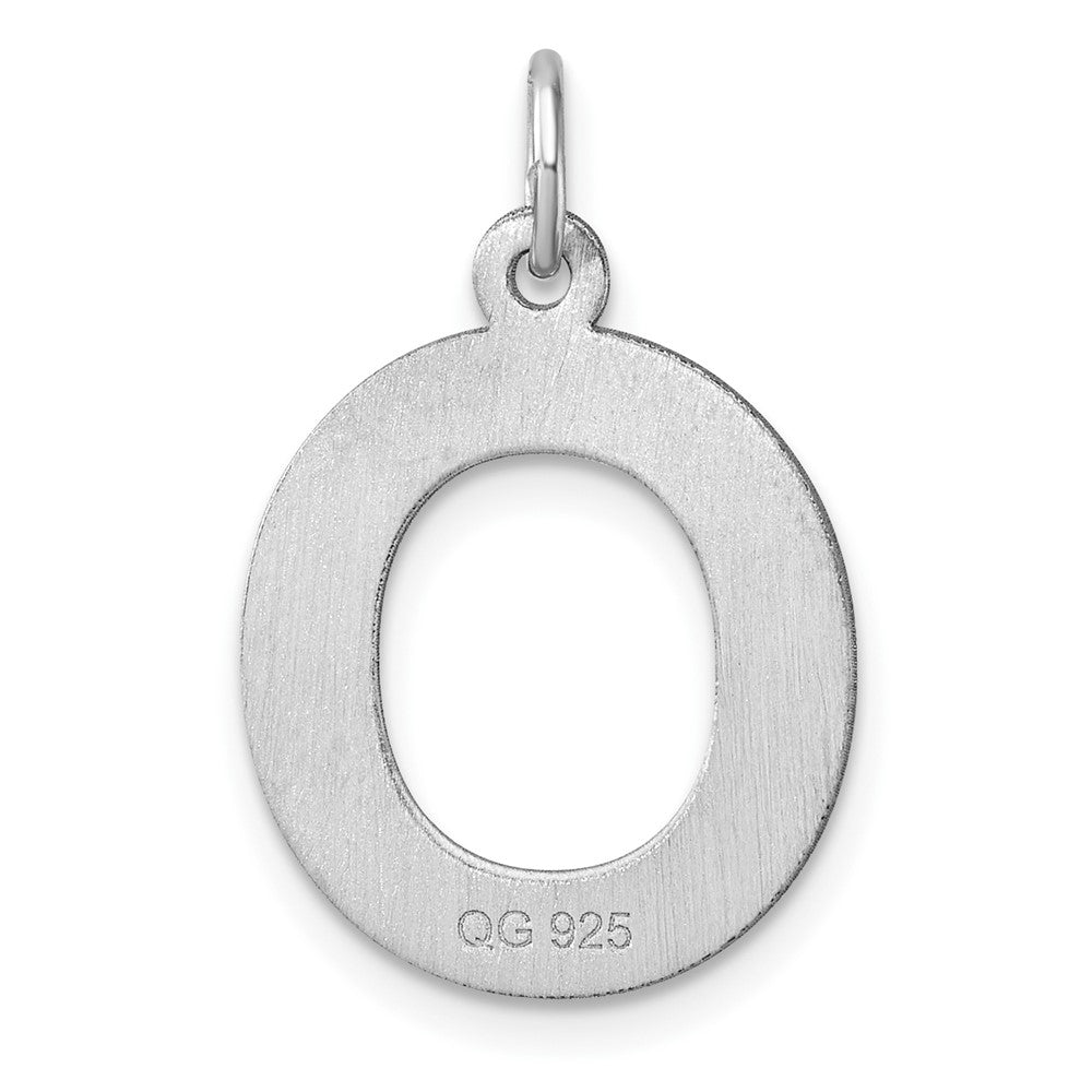 Large Sterling Silver Rhodium-plated Block Letter O Initial Charm