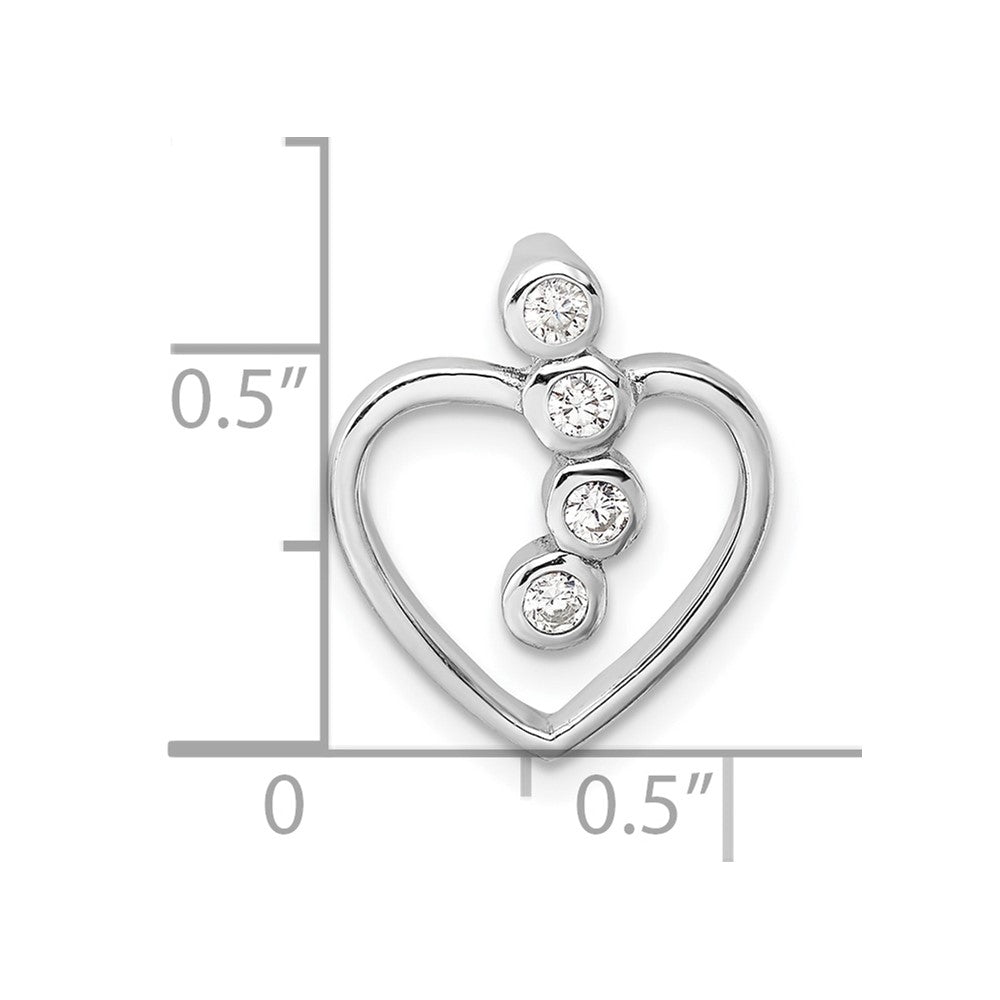 Sterling Silver Rhodium-plated with CZ Open Heart Slide Pendant