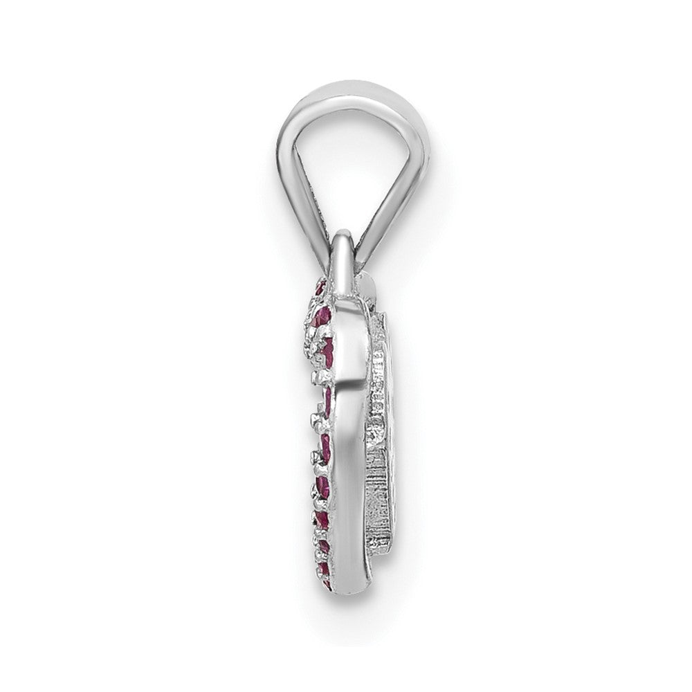 Sterling Silver Rhodium-plated Clear and Pink CZ  Heart Pendant