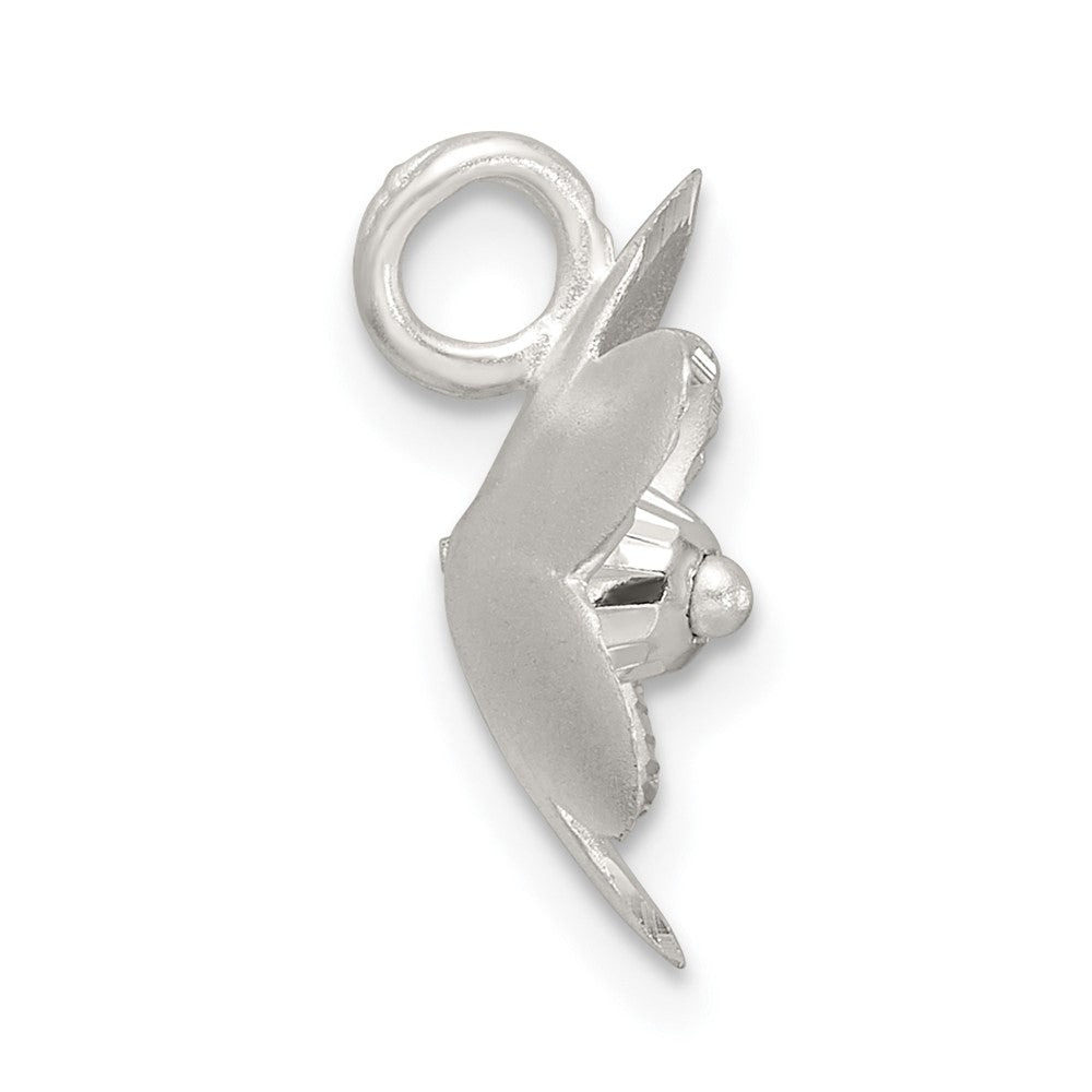 Sterling Silver Satin and D/C Flower Pendant