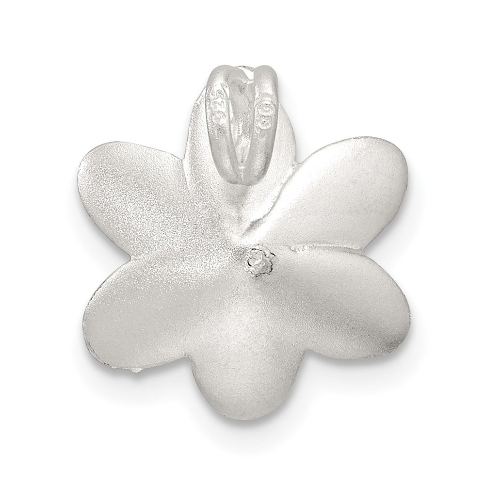 Sterling Silver Satin and D/C Flower Pendant